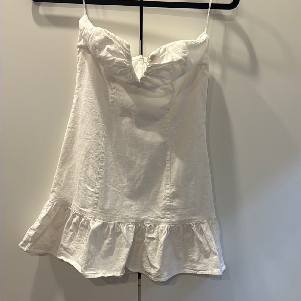 White Ruffled Strapless Top